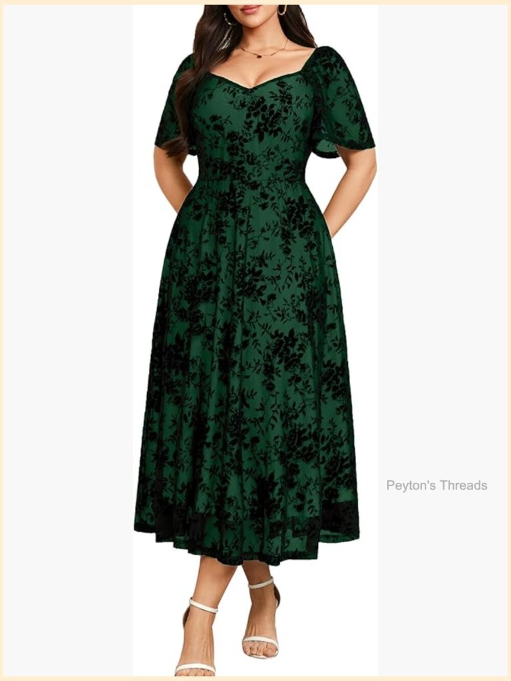 Plus Size Formal Wedding Guest Maxi Dress with Mesh Lace Sweetheart Neck
